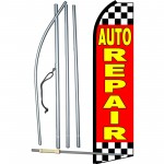 Auto Repair Red Checkered Swooper Flag Bundle