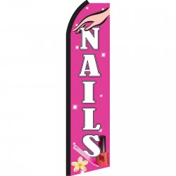 Nails Pink & White Swooper Flag