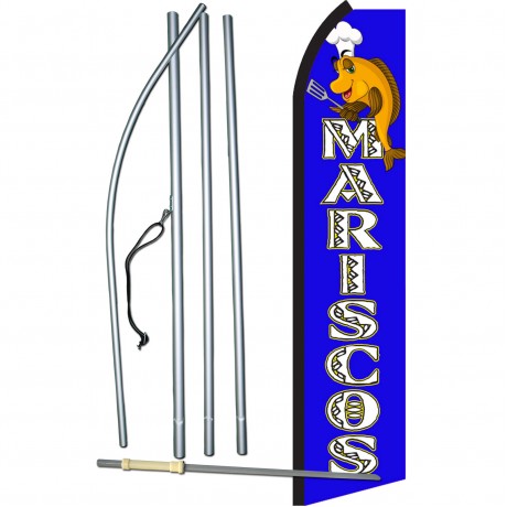 Mariscos Blue & White Swooper Flag Bundle