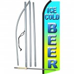 Ice Cold Beer Green & Blue Swooper Flag Bundle