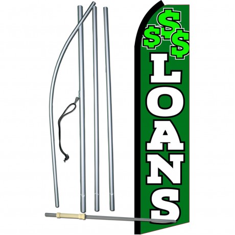Loans Green & White Swooper Flag Bundle