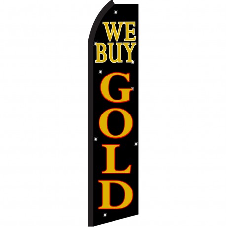We Buy Gold Black Stars Swooper Flag