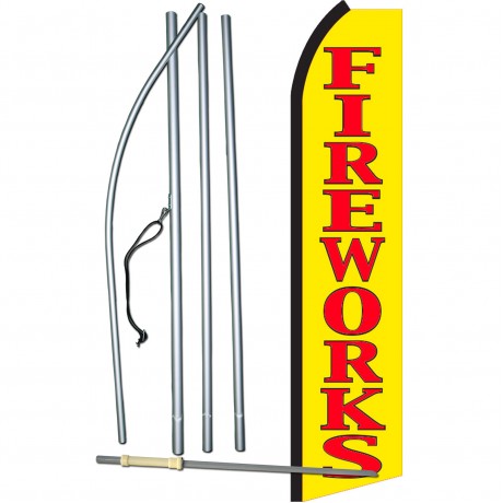 Fireworks Yellow & Red Swooper Flag Bundle