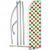 Checkered Extra Wide Red, White & Green Swooper Flag Bundle