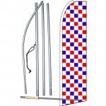 Checkered Extra Wide Red, White & Blue Swooper Flag Bundle