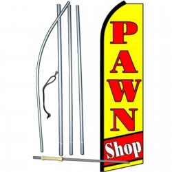 Pawn Shop Yellow Red Extra Wide Swooper Flag Bundle