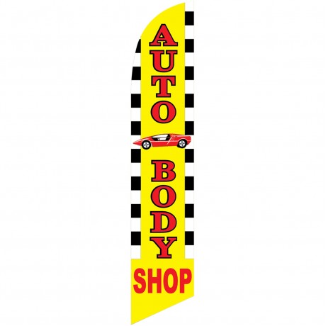 Auto Body Shop Windless Swooper Flag