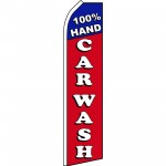100% Hand Car Wash Red Blue Swooper Flag
