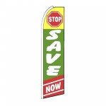 Stop Save Now Green Swooper Flag