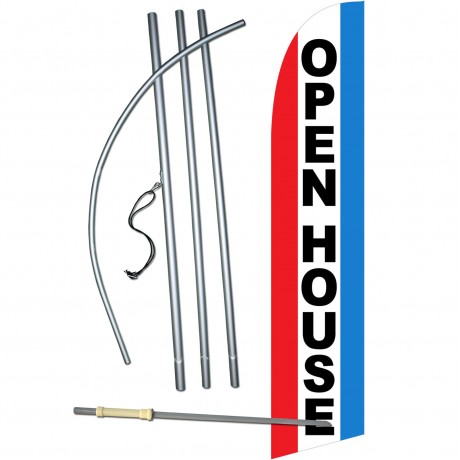 Open House Red White Blue Windless Swooper Flag Bundle