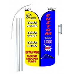 Custom Swooper 12' Extra Wide Flag Double Sided Bundle