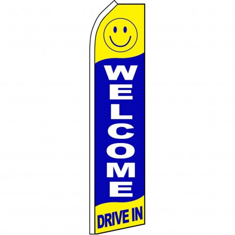 Welcome Drive In Blue Swooper Flag