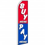 Buy Here Pay Here Red Blue Swooper Flag