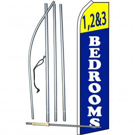 1,2 & 3 Bedrooms Blue Swooper Flag Bundle