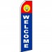 Welcome Blue Smiley Swooper Flag