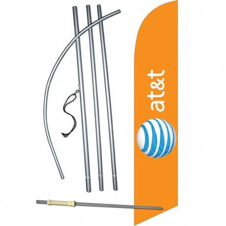 AT&T Wireless Orange Windless Swooper Flag Bundle