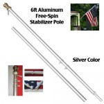 6' Silver Spin Free Flag Pole